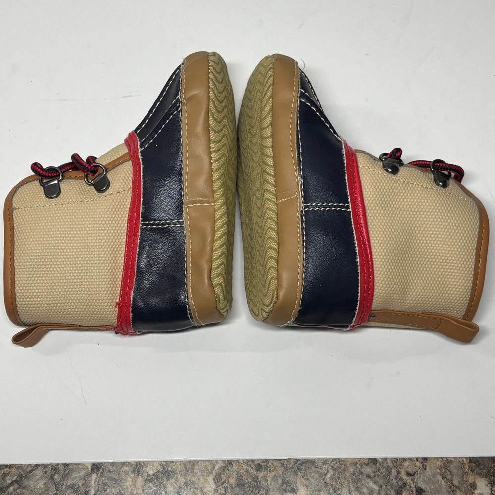 Baby Gap Snow Boots Kids 6-12M Ivory Frost Navy Tan Red Duck Boots - Picture 4 of 7